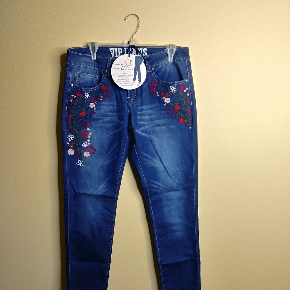 Embroidered Stretch Denim Jeans